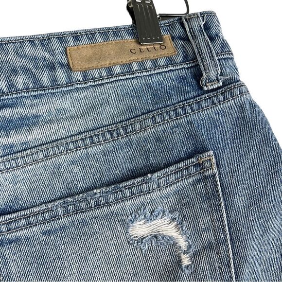Cello cut-off jean shorts Women's L destroyed distressed frayed hem medium wash - Picture 4 of 5